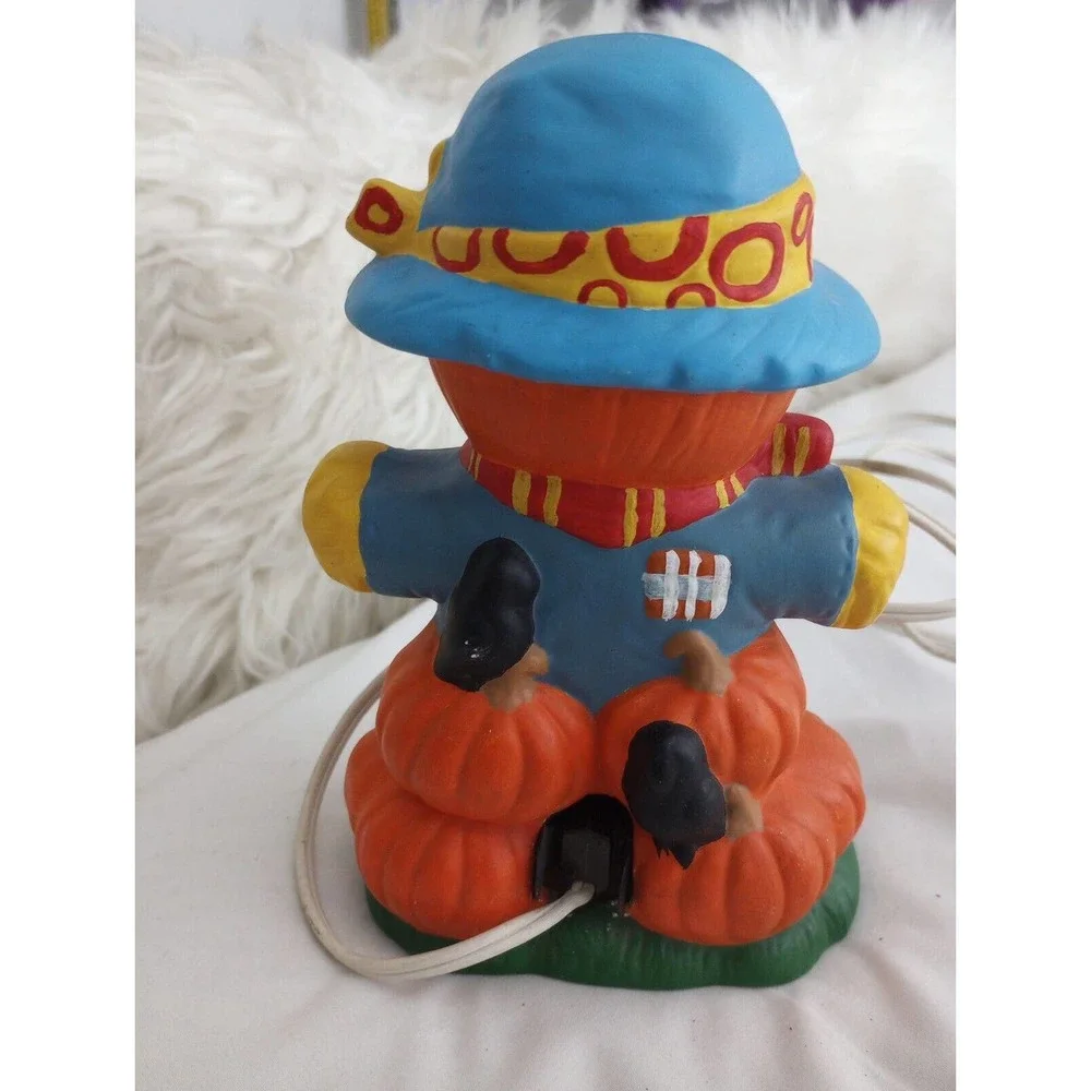 VTG‎ Ceramic Mold Scarecrow Pumpkins Halloween Fall Window Decor nightlight